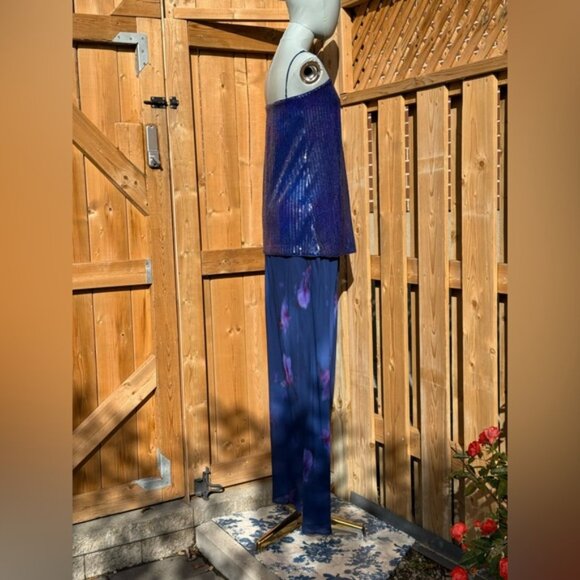 🆕 RAT & BOA 🧿 NWOT Violetta Blue Sequin & Floral Printed Maxi Dress, Sz XXS - Picture 9 of 15